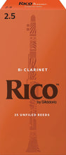 RICO Bb Clarinet Reeds Box of 25 Reeds ลิ้นบีแฟลตคลาริเน็ต